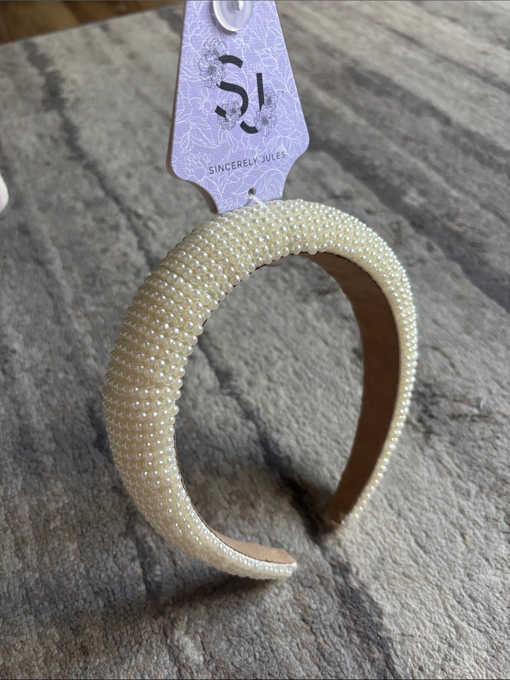 Sincerly Jules Pearl-Embellished Padded Headband — Ivory